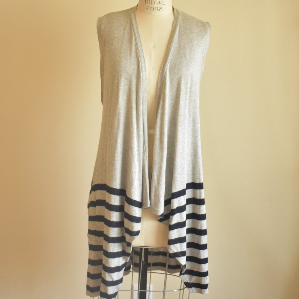 Draped open front knit vest